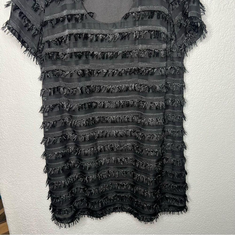 Show Me Your Mumu Demi Fuzzy Fringe Mini Short Sleeve Black Dress Sz M Boho, - Picture 5 of 10